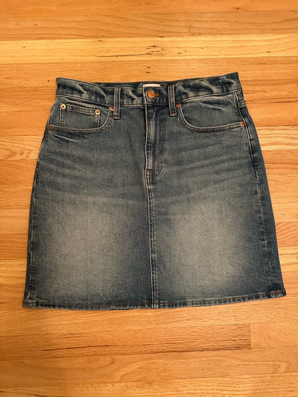 J Crew Washed Dark Buttery Summer Quality Denim Mini Skirt